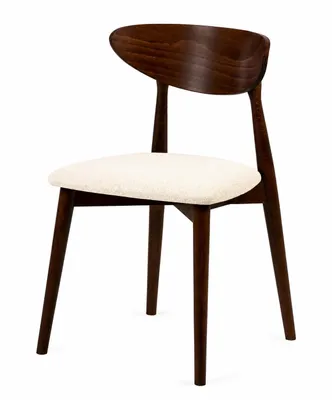 Productafbeelding van Margaret Hadas24 RYGA: Houten eetkamerstoel met beklede zitting en rugleuning, afmetingen 48 x 45 x 80 cm, zithoogte 45 cm, beige, warmia-notenhout, AI-gegenereerde afbeelding