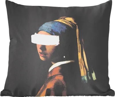 Produktbild von MuchoWow® Zierkissen Sofakissen Wohnzimmer Dekokissen 50x50 cm Mädchen mit Perlenohrring - Vermeer - Kunst - Komfort - Sofakissen