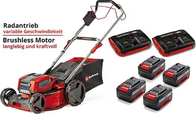 Produktbild von Professional Akku-Rasenmäher GP-CM 36/47 S Li BL, 36Volt (2x18Volt) (rot/schwarz, 4x Li-Ionen Akku 4,0Ah, mit Hinterradantrieb Vario Speed)