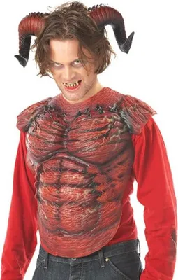 Productafbeelding van Gebogen duivelhoorns, demonenhoorns, rood - one size