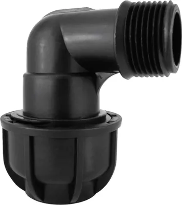 Produktbild von PE Rohr Verschraubung Klemmverbinder Fitting Winkel 90° 25 mm x 3/4" AG