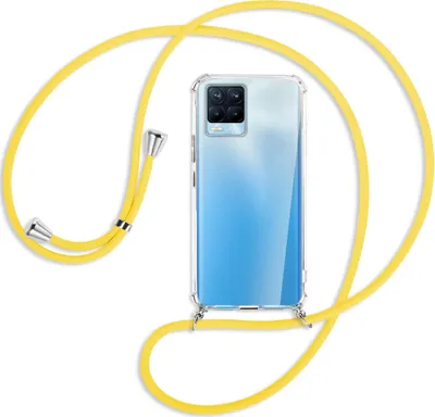 Produktbild von Handykette Backcover-Schutzhülle mit Band (Metall silberfarben) für Realme 8, Realme 8 Pro (6.4) - gelb