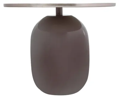 Obrázok produktu pre Padiro príkonový stolík, okrúhly, priemer 51 x výška 40,5 cm - sivý/strieborný - moderný dizajn s prvkami art deco - vyrobený z kovu - ručne vyrobený