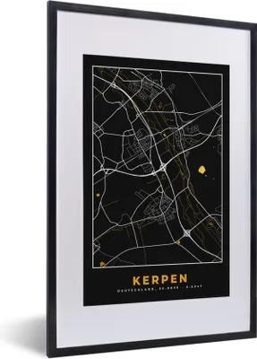 Produktbild von MuchoWow® Gerahmtes Poster Stadtplan - Karte - Kerpen - Gold - Deutschland - Karte 40x60 cm - Poster mit Schwarzem Bilderrahmen Wandposter Rahmen Foto Bilder - Poster in Rahmen