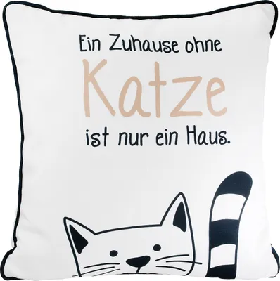Image de Gilde Kissen, quadratisch, "Katzenbande", Katzenmotiv, Spruch, Polyester, weiß, VE 3, L. 15 cm, B. 45 cm, H. 45 cm 47517 4063387475171