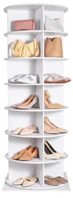 Image de Étagère rotative à chaussures à 7 niveaux - Rangement à chaussures - Armoire à chaussures - Support à chaussures - Présentoir à chaussures - Blanc