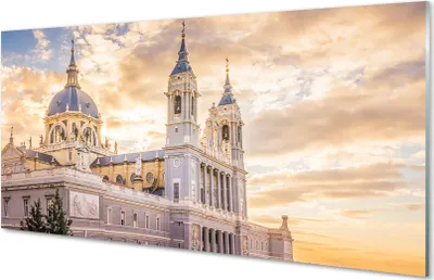 Produktbild von Glasbilder 120x60 Wandkunst Spanien Kathedrale Sonnenuntergang