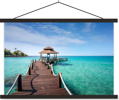 Produktbild von MuchoWow® Textilposter Meer - Pier - Bar 150x100 cm mit schwarzem Rahmen - Schlafzimmer