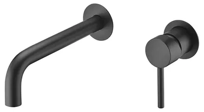 Waschtischarmatur Einbau rund schwarz matt Auslauf 21 cm