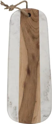 Productafbeelding van Marmeren Acacia Houten Serveerplank 44.5 cm - Natuurlijke Look voor Brood en Hapjes