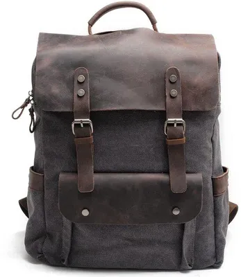 Immagine prodotto di Borsa in tela da uomo, design vintage, scomparto per laptop da 15 pollici, nera