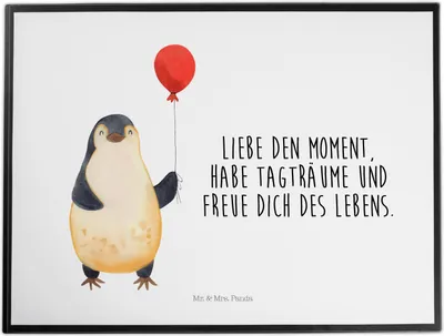 Produktbild von Mr. & Mrs. Panda Schreibtischauflage Pinguin Luftballon - Weiß - Geschenk, Motivation, schreibtischmatte, Unterlage Schreibtisch, Beste Freundin, schreibtischunterlage