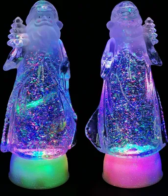 Produktbild von Schneekugel als Weihnachtsmann mit bunter Regenbogen LED Beleuchtung & Glitzerantrieb 12,5*9,5*26,5cm als Weihnachtsdeko