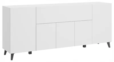 Zdjęcie produktu dla komoda 180 cm do salonu na nóżkach biały mat minimalistyczna