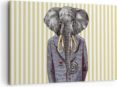 Produktbild von Bild auf Leinwand - Leinwandbild - Elefant Anzug Abstraktion Abbildung - 120x80cm - Wand Bild - Wanddeko - Leinwanddruck - Bilder - Kunstdruck - Leinwand bilder - Wandkunst - AA120x80-3209