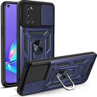 Image de OPPO A52 / A72 / A92 4G Housse avec rotation à 360° magnétique anneau support béquille diapositive protection appareil photo TPU Bumper silicone Housse de protection pour OPPO A52 / A72 / A92 4G bleu