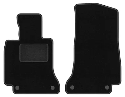 Produktbild von Velours-Fußmatten Vorne passend für Mercedes C W205 (Cabrio, Coupé, Bj. 2015-) – schwarz, passgenau, mit Befestigungen set 2 Stk. - STANDARD
