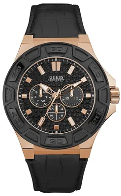Produktbild von Guess Herren Chronograph Quarz Uhr mit Leder Armband W0674G6