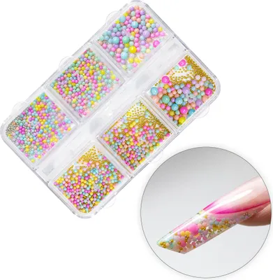 Produktbild von Bunte Bouillonperlen zur Nageldekoration in einer Mixbox