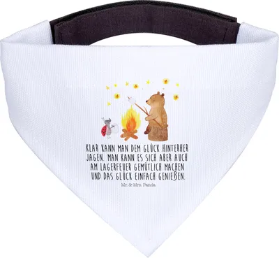Produktbild von Mr. & Mrs. Panda Tuch Bär & Marienkäfer Lagerfeuer - Weiß - Geschenk, Hunde Schal, Teddy, Bandana für, Hundehalstuch, Halstuch, Hund