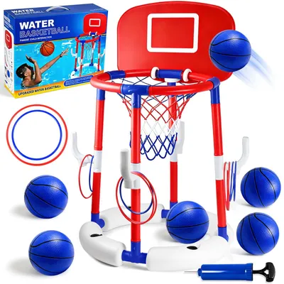 Immagine prodotto di Canestro da basket galleggiante per piscina, con 6 palline e 10 anelli, gioco da piscina