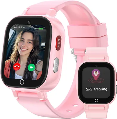4G-Smartwatch für Kinder mit GPS und Telefonfunktion Videoanruf-, SOS-, WLAN-, Sprachchat-, Schulmodus, Schrittzähler und Wecker