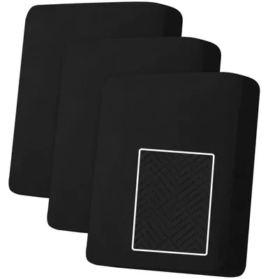 Image de Housses de coussins pour sièges, lot de 3, noires, stretch, antidérapantes, pour salon