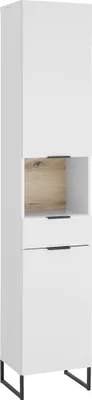 Produktbild von Hochschrank >Denver< 2 Türen, 1 Schublade, weiß / evoke eiche Nachbildung - 38x195x32cm (BxHxT)