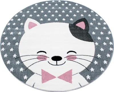 Productafbeelding van Kinderkleed, schattige kat, roze, 120 x 120 cm, rond