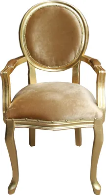 Produktbild von Casa Padrino Barock Luxus Esszimmer Medaillon Stuhl mit Armlehnen Gold Samtstoff / Gold
