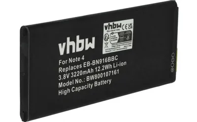 Produktbild von vhbw Akku Ersatz für Samsung EB-BN910BBT, EB-BN910BBK, EB-BN910BBU, EB-BN910BBE, EB-BN916BBC für Handy Smartphone Telefon (3220 mAh, 3,85 V, Li-Ion)