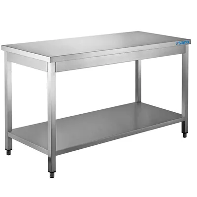 Image de Table de travail Saro 1000x600x850mm sans étagère inférieure, en acier inoxydable
