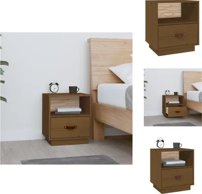 Produktbild von vidaXL Nachttisch Honigbraun 40x34x45 cm Massivholz Kiefer -  Nachttische