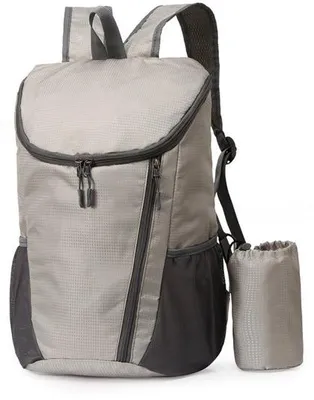 Image de Sac à dos léger – Sac de voyage pliable – Pour le vélo, les voyages et la randonnée – Gris