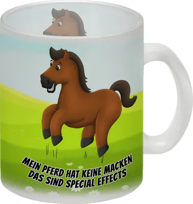 Produktbild von Mein Pferd hat keine Macken, das sind Special Effects Glas Tasse mit