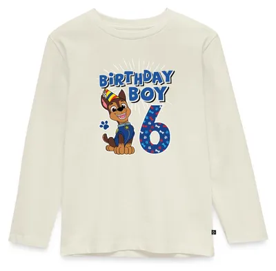 Produktbild von Spreadshirt Paw Patrol Geschenk 6 Jahre Alt 6. Geburtstag Chase Kinder Premium Langarmshirt, 122/128 (6 Jahre), Naturweiß