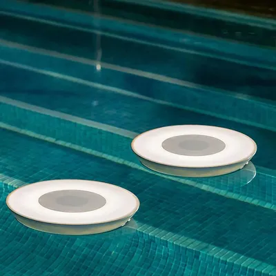 Produktbild von Newgarden Play Disc Poollampe mit Lautsprecher schwimmend LED Farbwechsel 38 cm Weiß