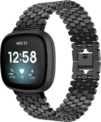 Produktbild von Strap-it Fitbit Versa 3 Stahl-fischarmband (Schwarz)