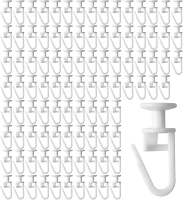 Immagine prodotto di Ganci per tende in plastica, 100 pezzi, con testa piatta, per binari da 11 mm, adatti per il bagno