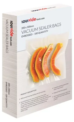 Produktbild von SousVideTools [SVT-06003] Vakuumbeutel, 100 Stück (200 x 300 mm), gaufrierte, le