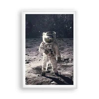 Produktbild von Gerahmtes Poster - Weißer Rahmen - Mond Erde Astronaut - 70x100 cm - Wand Bild - Wanddeko - Wandbilder - Kunstposter - Wandposter - Bilderrahmen - Bilder - Kunstdruck - P2WPA70x100-4882