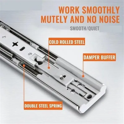 Productafbeelding van Ladegeleiders met Slot - Schuifrails Kast - Meubelbouw - Zijmontage - 60 cm - Zilver