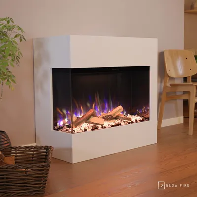 Produktbild von Glow Fire Elektrokamin 'Portia Mini Linksoffen | LED Standkamin in weiss mit Heizung (1500 W) | HxBxT: 90 x 86,7 x 45 cmcm