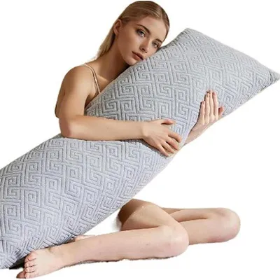 Imagen del producto de Unyqoos® Almohada ergonómica para el cuerpo, ideal para dormir de lado – Almohada de espuma viscoelástica para todo el cuerpo, adecuada para el embarazo y la lactancia, color gris, funda extraíble y lavable