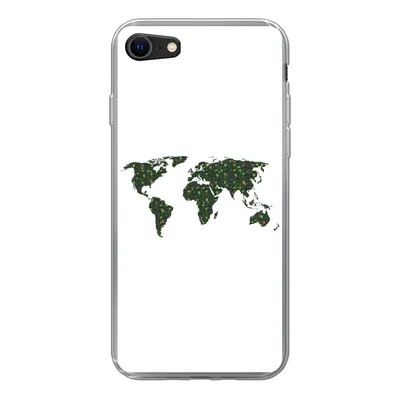 Produktbild von MuchoWow® Handyhülle Schutzhülle Hülle für iPhone 7 Weltkarte - Grün - Blätter Silikon Softcase Handy Hülle - Kartenhalter