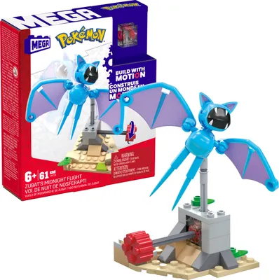 Produktbild von MEGA Pokémon Zubats - Mitternachtsflug mit Bewegung im Bauset mit 61 Teilen, inkl. Zubat-Figur und Wüstengegend, Adventure Builder-Sets kombinierbar, für Kinder ab 7 Jahren, HKT19