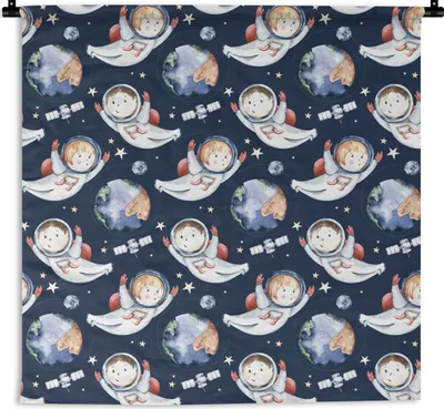 Produktbild von MuchoWow® Wandteppich Wandbehang Kinder - Raumfahrt - Muster - Junge - Mädchen - Kinder - Kinder 150x150 cm Tapisserie Dekoration Wandtuch - Wohnaccessoires - Modernes
