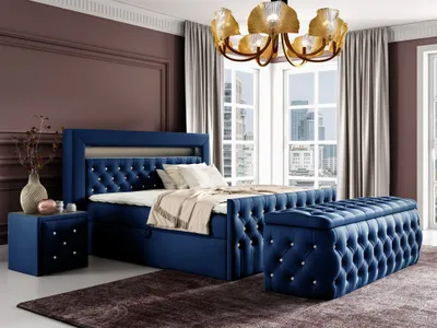 Produktbild von Boxspringbett Schlafzimmerbett SEVRA Nr.4 140x200cm in Elisa Velvet Blau
