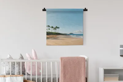 Produktbild von MuchoWow® Wandteppich Wandbehang Strand - Palmen - Hawaii 60x60 cm Tapisserie Dekoration Wandtuch - Dekorationen - Wand Decke