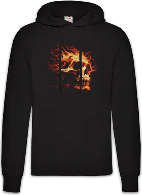 Produktbild von Urban Backwoods Burning Skull I, Herren Hoodie, Farbe: Schwarz, Größe: XL